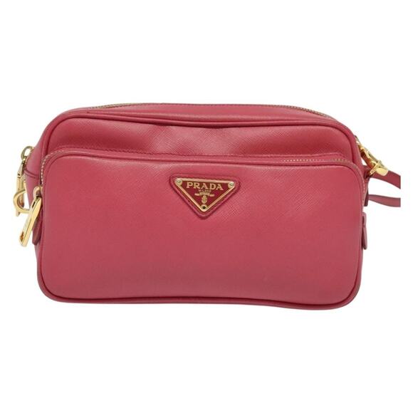Prada Handbags - Prada Leather Shoulder Bag Saffiano Pink